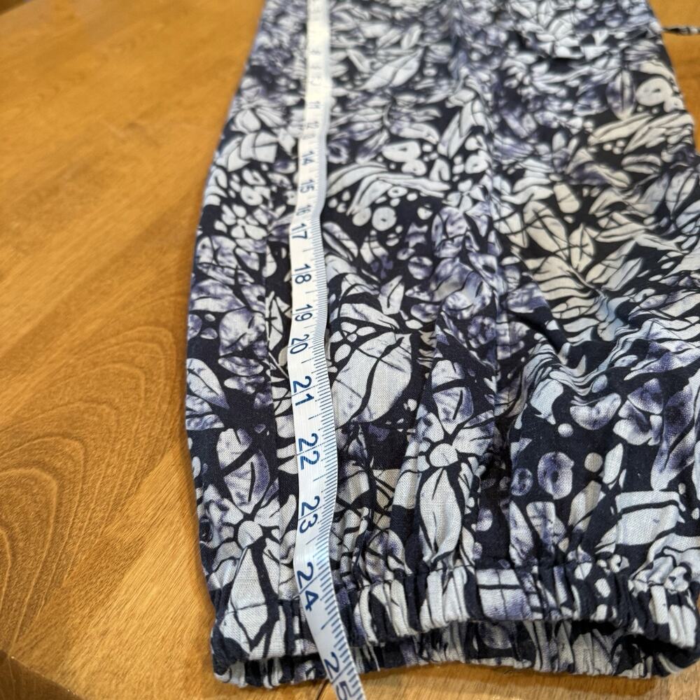 Christian Siriano Linen Blend Joggers Cargo Pockets Blue White Pull on Size S - Picture 6 of 11